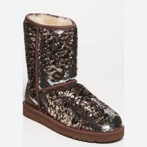 UGG Reversible Sequin Leopard Print Short Boots Women's Size 7 NEW RARE